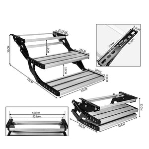 Aluminium Double Caravan Step | Pull Out Folding Steps | For Road RV Camper Trailer