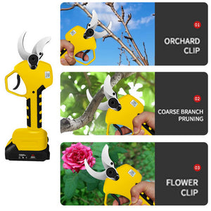 Cordless Brushless 4 Pole Pruning Shear Secateur | Bush Cutter | Yellow