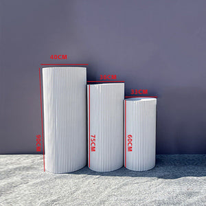 3x Metal Wedding Plinths | Cylinder Pedestal Stand | Ripple Cake Dessert Display