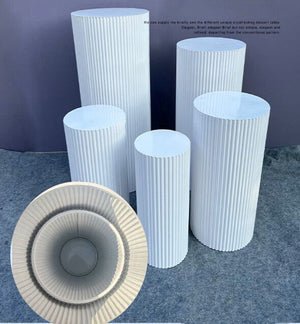 Metal Wedding Plinths | 5x Cylinder Pedestal Stands | Ripple Design | Cake & Dessert Display