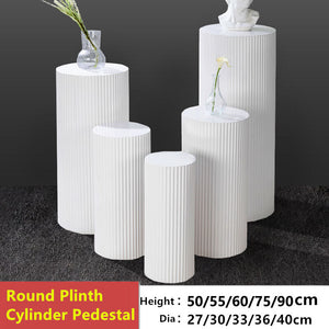 Metal Wedding Plinths | 5x Cylinder Pedestal Stands | Ripple Design | Cake & Dessert Display