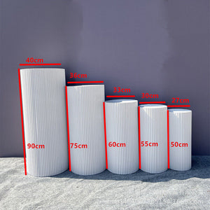 Metal Wedding Plinths | 5x Cylinder Pedestal Stands | Ripple Design | Cake & Dessert Display