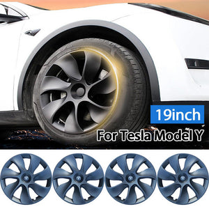 Tesla Model Y | Wheel Cap Set of 4 | Gray | Front & Rear PP TPE Fender Guards