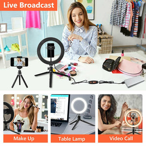 10" Dimmable LED Ring Light | Tripod Stand | For Phone | Makeup | Live Selfie