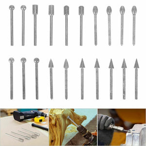 20pcs Diamond Grinding Heads | Mini Drill Burrs Bit Set | 3mm Shank | For Rotary Tool