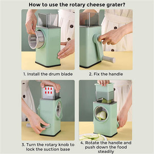 Kitchen Vegetable Food Manual Rotary Drum Grater | Chopper Slicer | Fruit Cutter