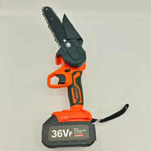 6" Mini Orange Cordless Electric Chainsaw | 2X Battery-Powered Wood Cutter | Rechargeable