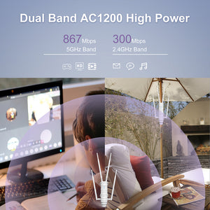 WAVLINK AC1200 Outdoor WiFi | Dual Band Long Range Aerial | HD4 Extender | WiFi Router