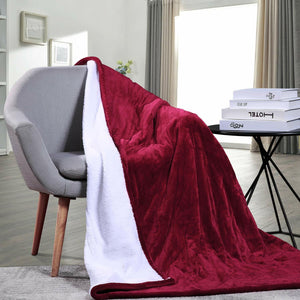 Double-Side Flannel Heated Electric Throw Rug Blanket | Fast Heating | Warm | Washable | RED
