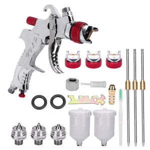 Spray Gun Kit | HVLP Gravity Feed Air Paint Sprayer | 3 Nozzles | 1.4mm | 1.7mm | 2mm