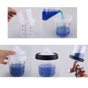 Paint Spray Gun Cup Kit | 50 Sets | Lids & Liners | Micron Filter | 600ML | Clear