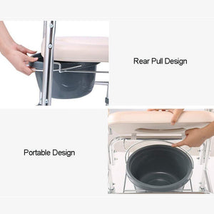 Mobile Shower Toilet Commode Chair | Bathroom Aluminum | Bedside Footrest | Wheelchair