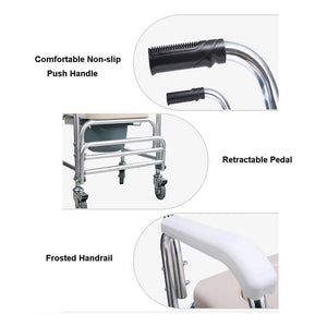 Mobile Shower Toilet Commode Chair | Bathroom Aluminum | Bedside Footrest | Wheelchair
