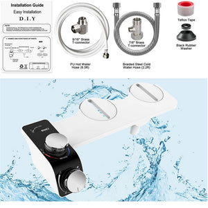 Bidet Toilet Seat | Dual Nozzles | Self-Cleaning Wash | Hot Cold Mixer Water Sprayer