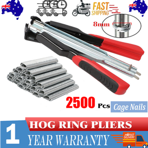 Hog Ring Gun C Clip Auto Feed Nailer | Pliers + 2500pcs Galvanised Steel Hogring Set