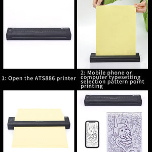 Wireless Tattoo Transfer Printer | Portable Machine | Clear Transfer Stencil Printer | Black