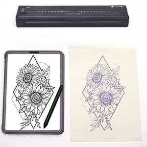 Wireless Tattoo Transfer Printer | Portable Machine | Clear Transfer Stencil Printer | Black