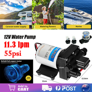 12V Caravan Water Pump | High Pressure Self-Priming | RV | Camping | Boat | 55PSI 11.3L/M