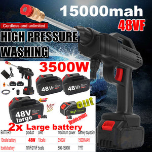 Electric Car Pressure Washer | Cordless Spray Gun | W/ 2 Battery | Water Cleaner Tool