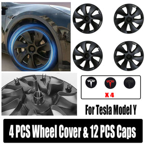 4PCS Wheel Cover Caps | 19Inch ABS Black Rim Hubcap | Hub Cap | For Tesla Model Y