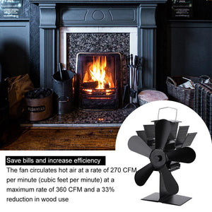 Wood Heater Fan | Eco Heat-Powered | Silent Operation | Self-Powered for Fireplace & Stove