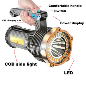 Most Powerful 1200000lm LED Flashlight | Super Bright Torch Lamp | USB Rechargeable