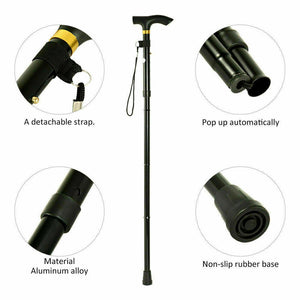 Adjustable Walking Stick | Travel Retractable Hiking Folding Cane | Metal Pole