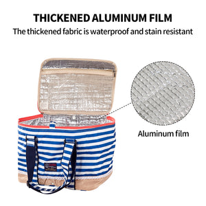 Blue Insulated Picnic Bag | Thermal Cooler | Portable Lunch Food Tote | Carry Storage Bag