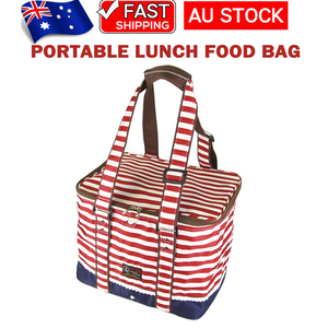 Insulated Picnic Bag | Red | Thermal Cooler | Portable Lunch Food Tote | Carry Storage