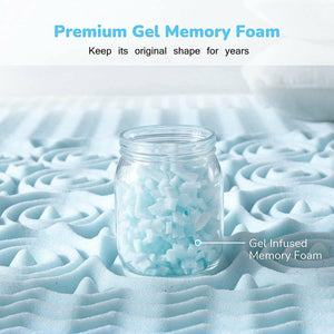 7 Zone Memory Foam Topper Mattress | Cool Gel Pad Mat | Medium Firm | 8cm Thick | 183cm x 203cm