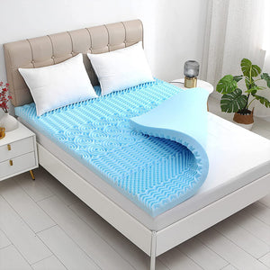 7 Zone Memory Foam Topper Mattress | Cool Gel Pad Mat | Medium Firm | 8cm Thick | 90cm x 190cm