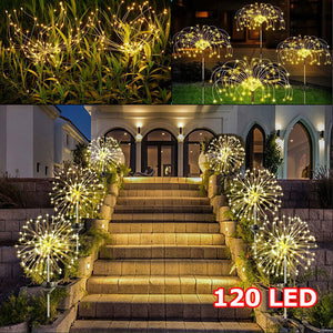 Warm White Fireworks 120 LED Fairy String Lights | Starburst Solar Xmas Garden Night Lamp | NEW