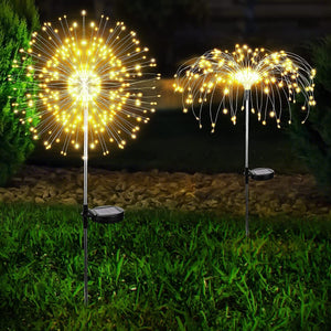 Warm White Fireworks 120 LED Fairy String Lights | Starburst Solar Xmas Garden Night Lamp | NEW