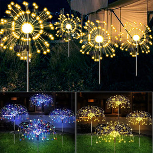 Warm White Fireworks 120 LED Fairy String Lights | Starburst Solar Xmas Garden Night Lamp | NEW