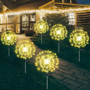 Warm White Fireworks 120 LED Fairy String Lights | Starburst Solar Xmas Garden Night Lamp | NEW
