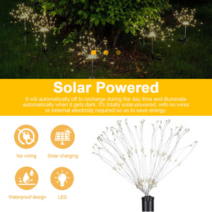 Colourful Fireworks 150 LED Fairy String Lights | Starburst Solar Xmas Garden Night Lamp | NEW