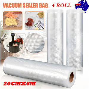 4 Roll Vacuum Food Sealer Bags | Saver Seal Rolls | Storage Commercial Heat Grade | 20CMx6M
