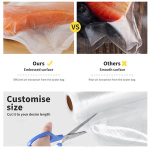 4 Roll Vacuum Food Sealer Bags | Saver Seal Rolls | Storage Commercial Heat Grade | 20CMx6M