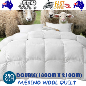 350 GSM Australian Merino Wool Quilt Duvet Doona | Summer/Winter | Double | 180cm x 210cm