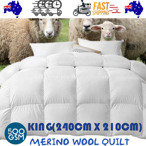 500 GSM Australian Merino Wool Quilt Duvet Doona | Summer/Winter | King | 240cm x 210cm