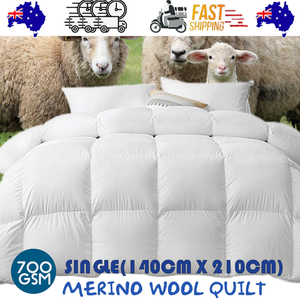 700 GSM Australian Merino Wool Quilt Duvet Doona | Summer/Winter | Single | 140cm x 210cm