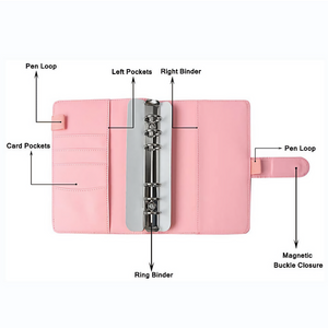 A6 PU Leather Notebook Binder | Budget Planner | Cash Pockets | Organized & Stylish