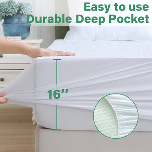 Bamboo Cotton Mattress Protector | Waterproof S Fitted Cover | Comfortable & Durable