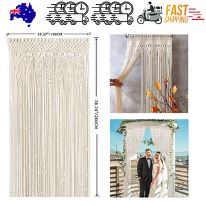 Boho Macrame Curtain | 2m | Heavy Duty Woven Wall Hanging | Window Doorway Wedding Decor