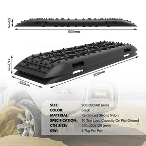 X-BULL Recovery Track Board Kit | Black | 4x4 Sand, Snow, Mud Traction with Mounting Straps
