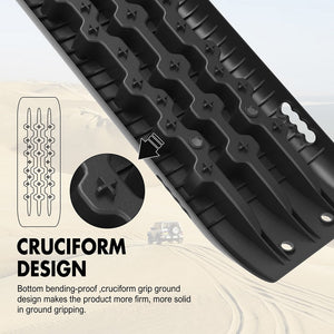 X-BULL Recovery Track Board Kit | Black | 4x4 Sand, Snow, Mud Traction with Mounting Straps