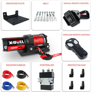 X-BULL Electric Winch 12V | 3000LBS Synthetic Rope | Wireless Remote | ATV UTV Boat Trailer