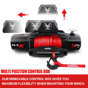 X-BULL 12V Electric Winch | 14500LBS Synthetic Rope with 2 Pairs Recovery Tracks | Gen2.0 Black