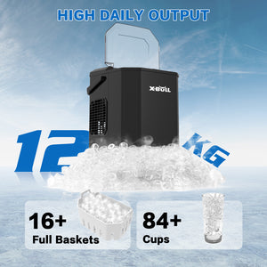 X-BULL Ice Maker Machine | Commercial Portable Ice Cube | 2.2L | Home Bar Benchtop | Black