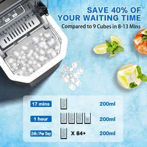 X-BULL Ice Maker Machine | Commercial Portable Ice Cube | 2.2L | Home Bar Benchtop | Black
